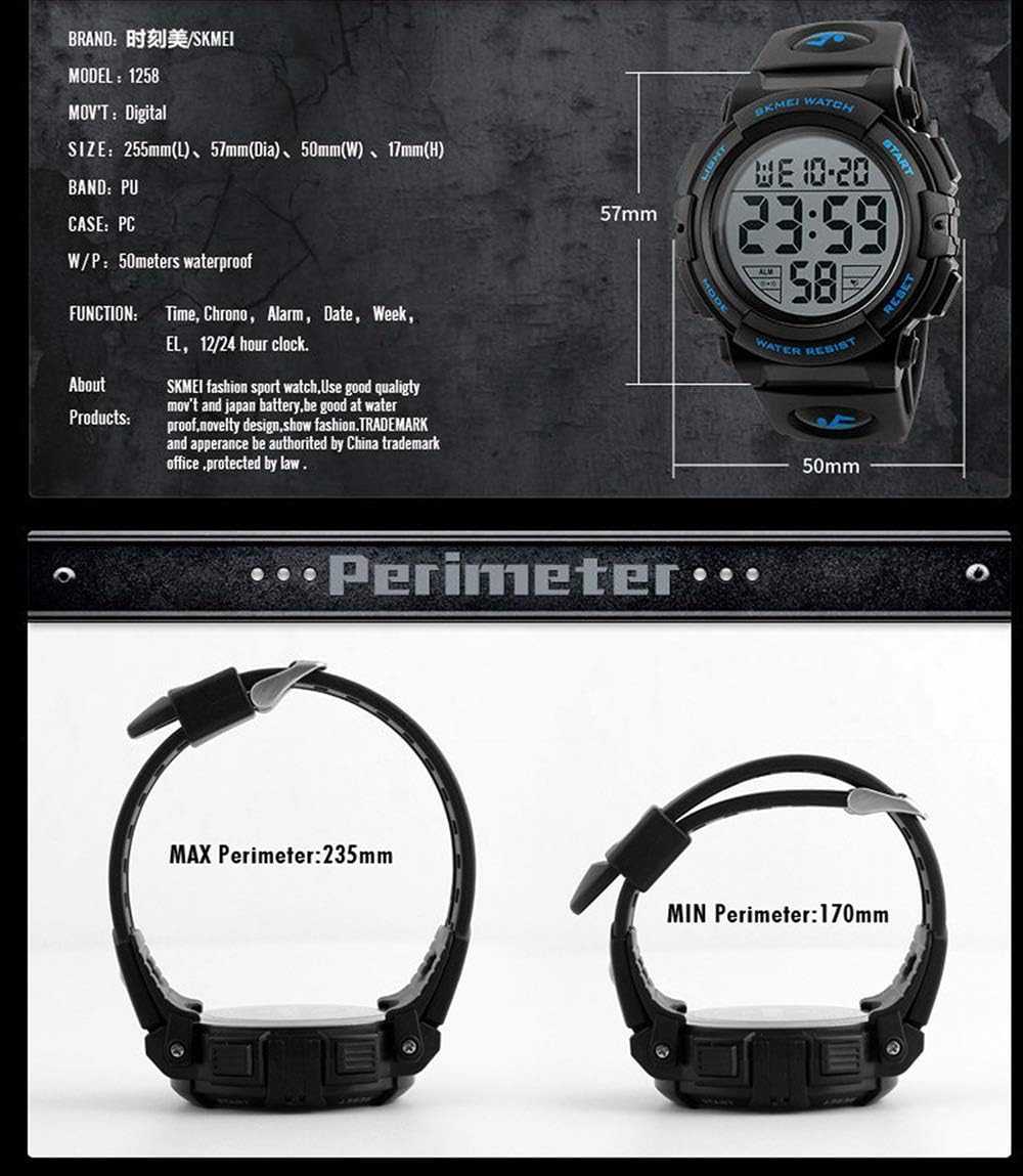 MASTOP Men Digital Watch Big Dial Chronograph Outdoor Sports 50M Water Resistant Multifunctional Wristwatches