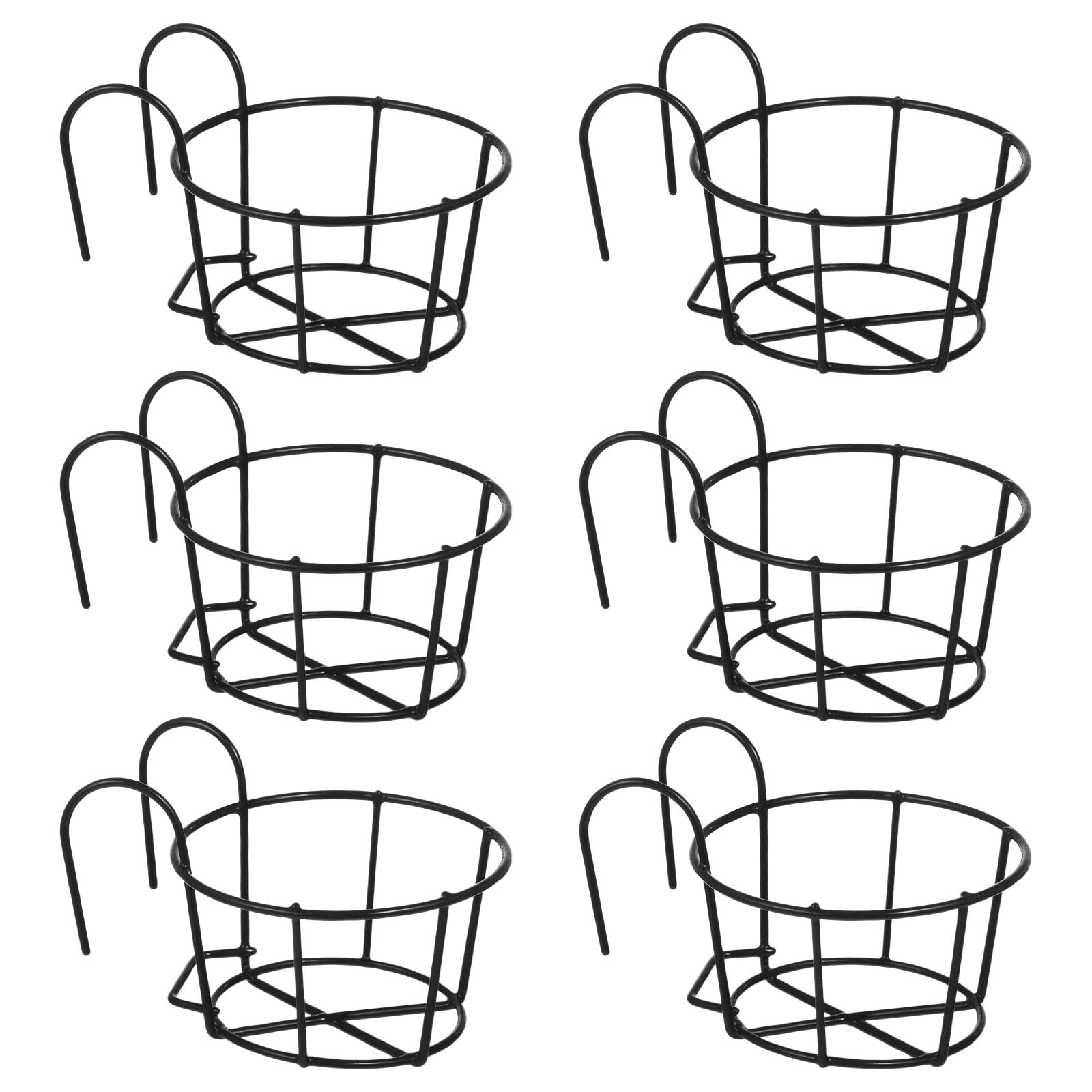 Lot de 6 pots de fleurs ronds à suspendre en fer avec crochets, étagères en métal pour balcons, jardins et espaces intérieurs