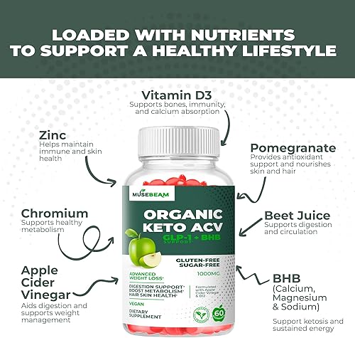 Miniatura 4 de Gomitas orgánicas Keto ACV para pérdida de peso avanzada, sin gluten y azúcar, quemador de grasa del vientre, suplemento dietético de vinagre de
