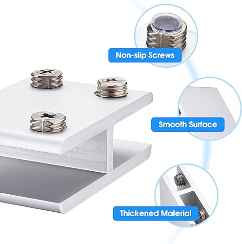 Miniatura 10 de Kitmose Paquete de 8 abrazaderas de vidrio, abrazadera de vidrio a vidrio de 180 grados, soporte de soporte ajustable de aleación de aluminio de