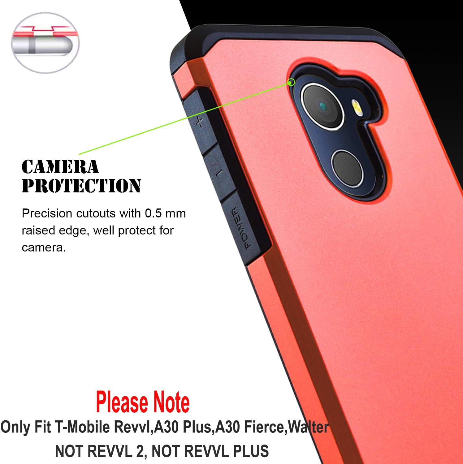 STARSHOP T-Mobile REVVL Case, Alcatel A30 Plus Case, Alcatel A30 Fierce Case, Jitterbug Smart 2 Case, with [Premium Screen Protector] [Shock Absorption] Dual Layers Protective Phone Cover-Red