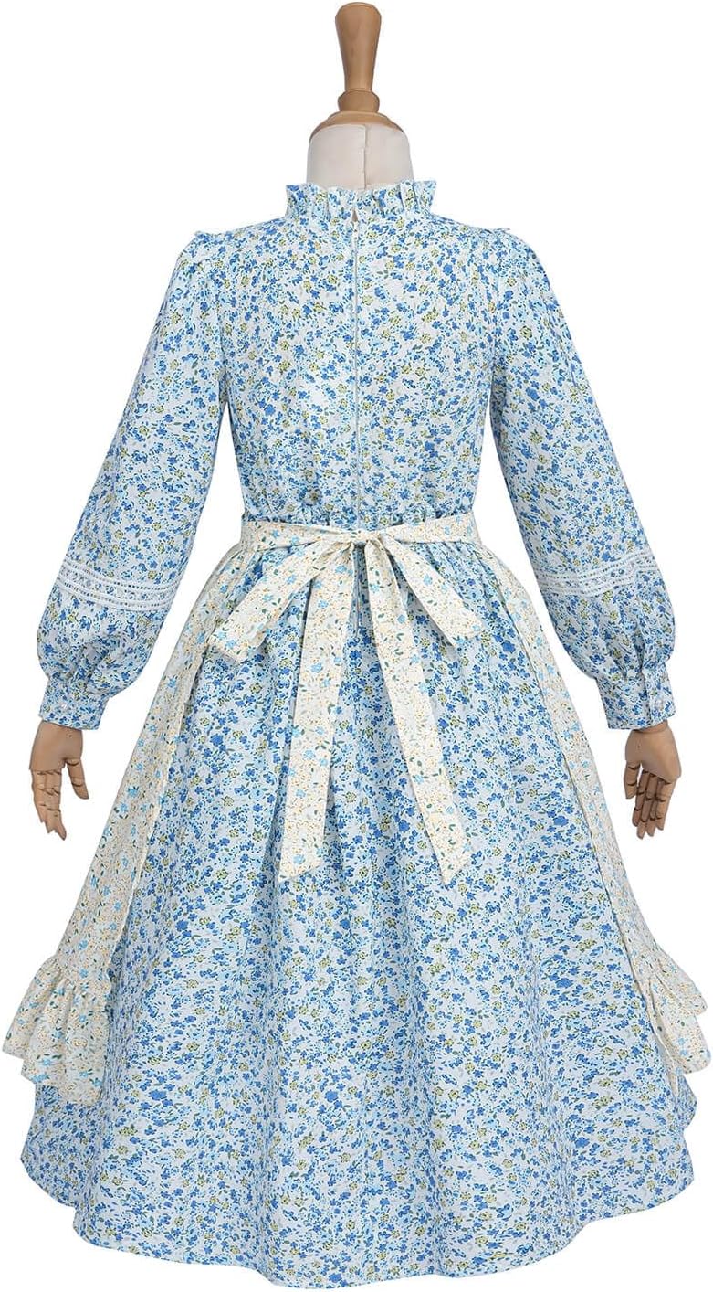 Nuoqi Pioneer Dresses for Girls Prairie Dress Long Colonial Costume 1800s Girls Victorian Dress