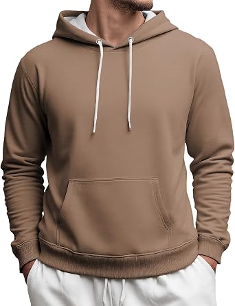 domirica Fashion Hoodie Sweatshirts For Men Casual Pullover With Pocket Vintage Street Style Outfits Fall Basic Clothes