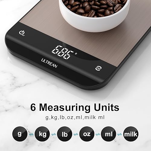 Miniatura 2 de Ultrean Báscula de alimentos, báscula digital de cocina con pantalla LED, peso gramos y onzas para hornear cocinar, 6 unidades con función de tara