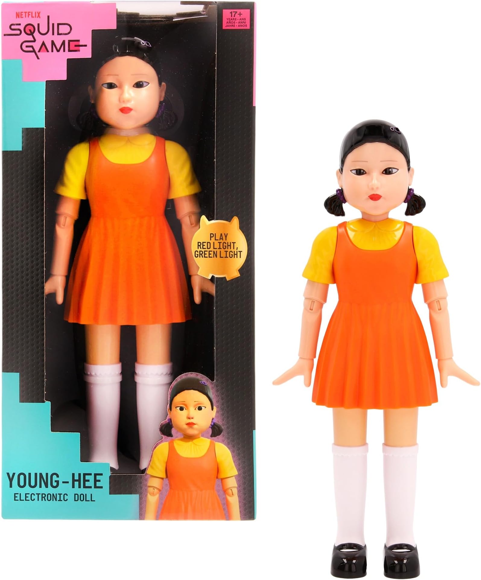 Squid Game Young-HEE Doll, Plays Red Light Green Light with Electronic Doll, Equipped with Motion Sensors and Eyes Light, Gift Toy for Children and Adults Over 17 Years Old