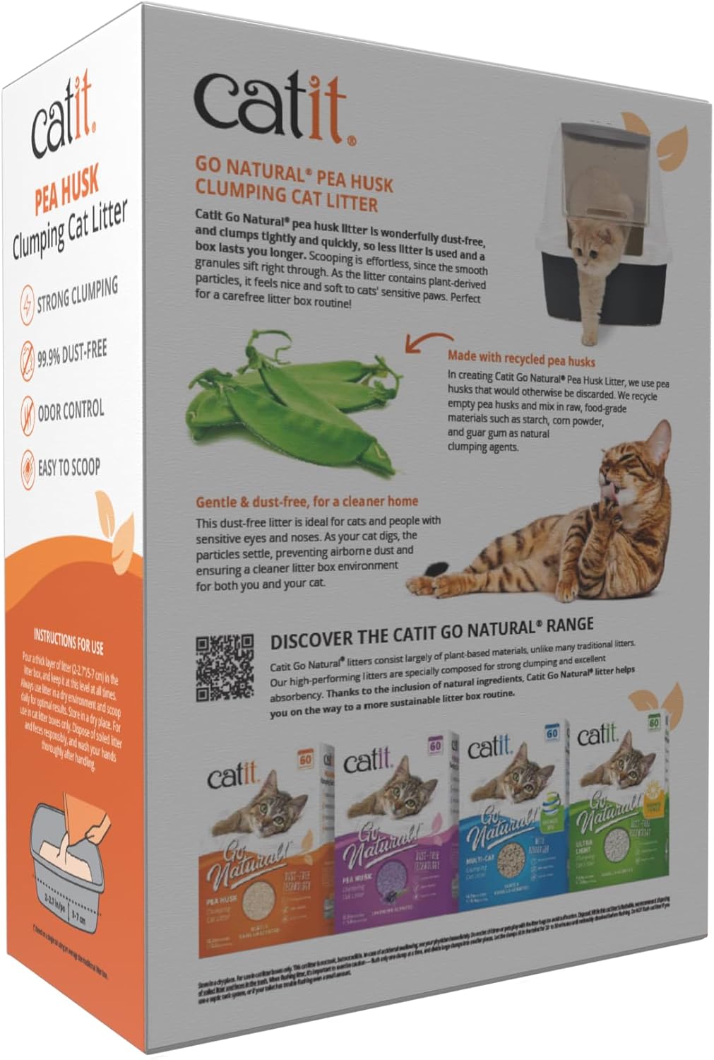Catit - Go Natural Pea Husk Clumping Cat Litter - Dust Free,Easy Cleaning & Scooping,Flushable Kitty Litter with Odor Control & Subtle Fragrance - 12.3 Lbs,Vanilla Scented,(Pack of 2)