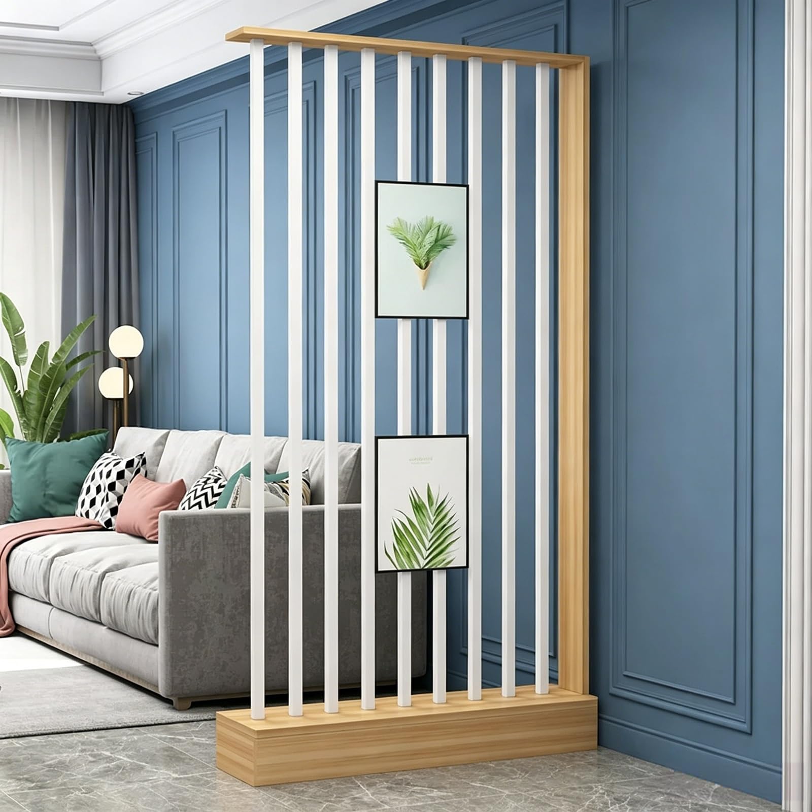 Meihkkud Freestanding Room Divider, Wall Room Divider Screen with Storage Cabinet(E,88cm/34.6in)
