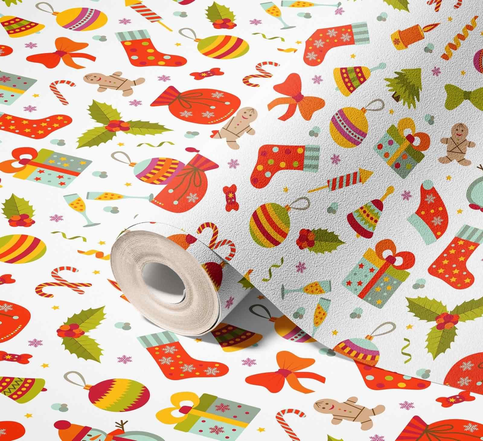 Papel pintado para baño, forro para cajones de cocina, Navidad