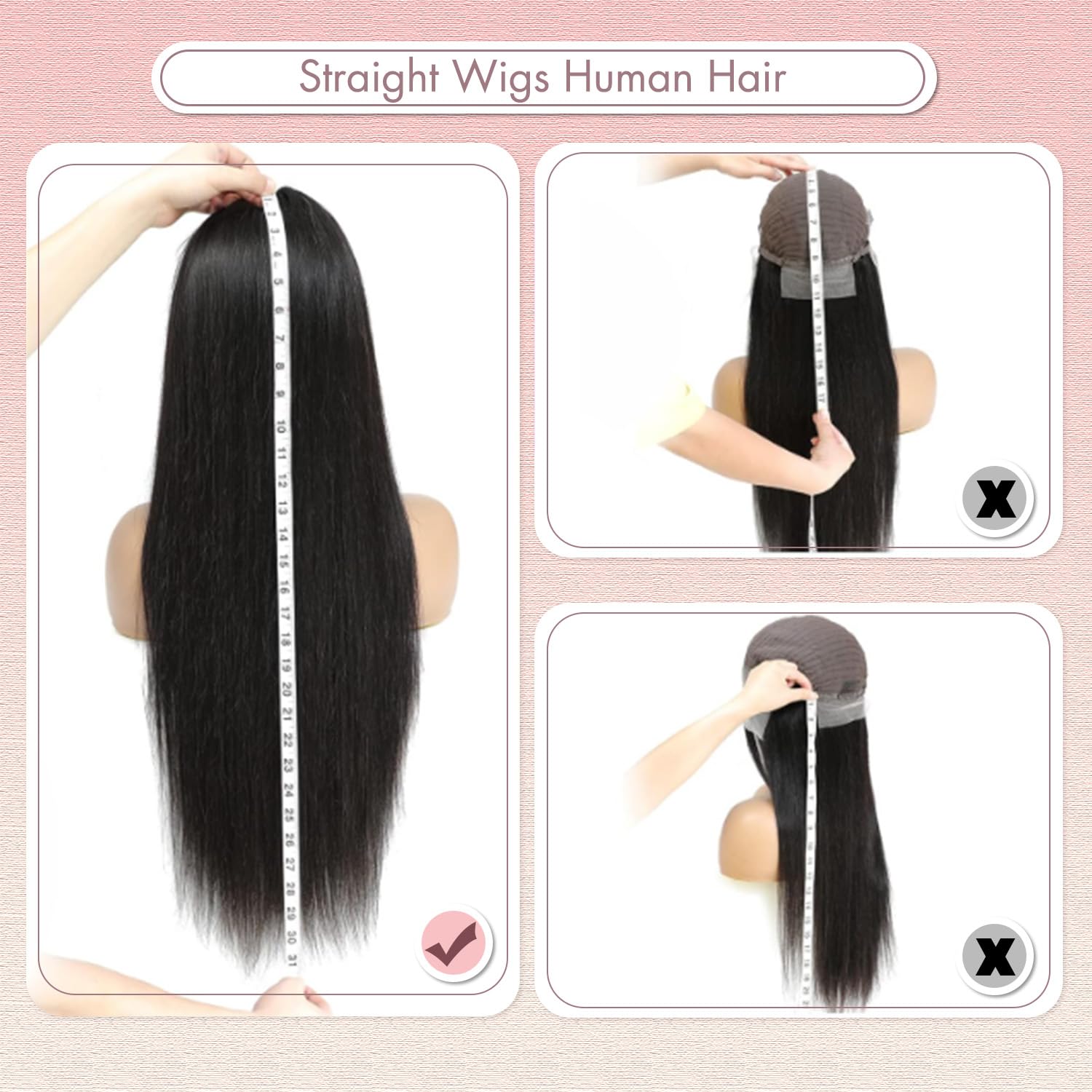 36 Inch 13x6 Lace Front Wigs Human Hair Pre Plucked Straight Wigs Human Hair HD Transparent Lace Frontal Wigs for Women 200 Density Glueless Wigs Human Hair Natural Color - Image 7