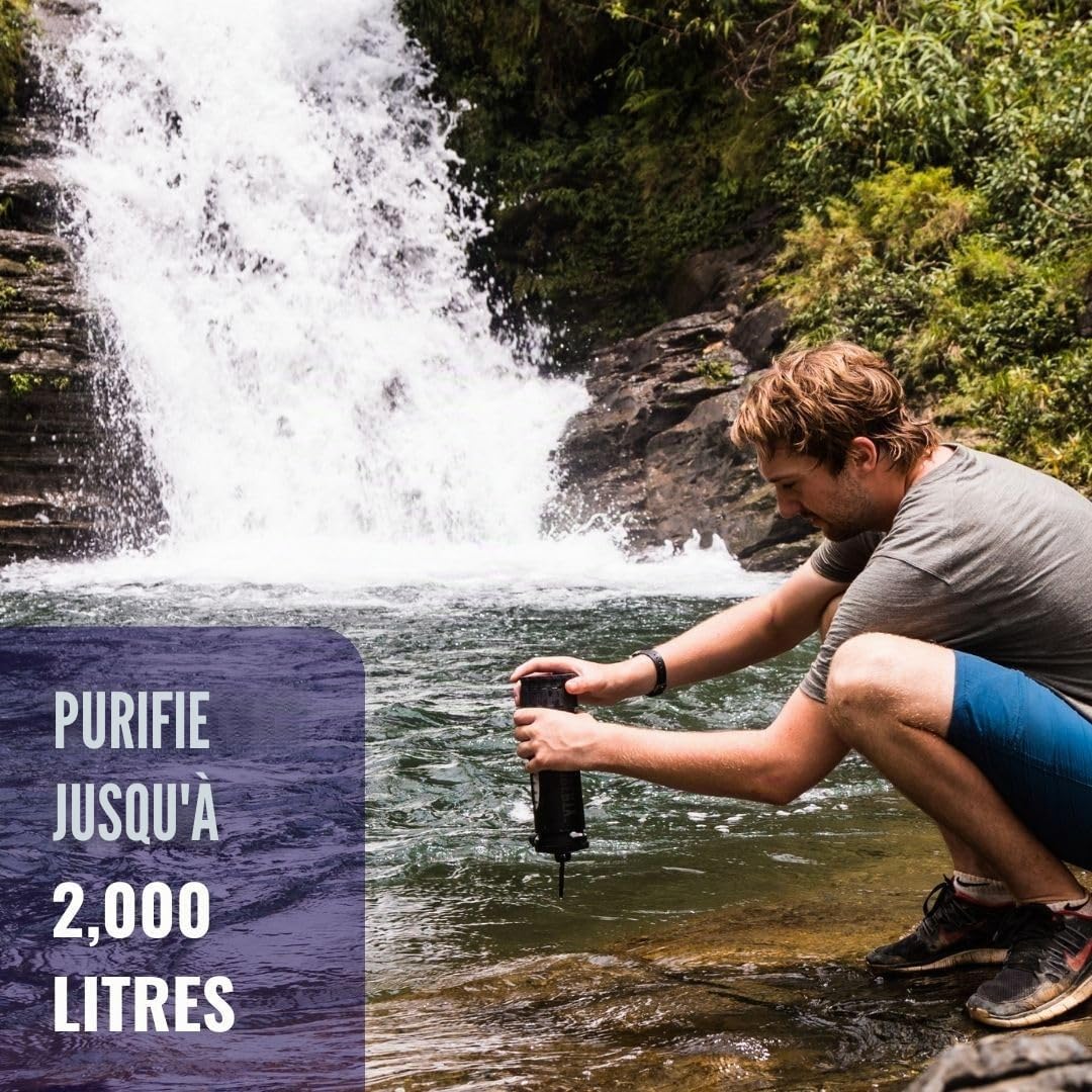 LifeSaver Liberty | Bouteille filtrante à eau – Petite bouteille d'eau de 400 ml et purificateur d'eau pour voyage et randonnée, design léger, élimine 99,99 % des virus, bactéries et kystes, purifie 2