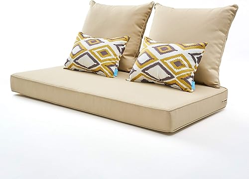 ARTPLAN Cojines de sofá biplaza para exteriores, cojines de patio para todo tipo de clima, juego de 5, 46 x 24 x 4 pulgadas, verde mar