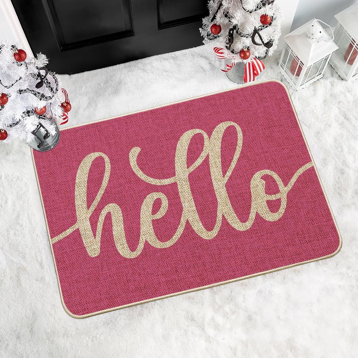 Artoid Mode Pink Hello Spring Doormat, Summer Home Decor Low-Profile Switch Rug Door Mat Floor Mat for Indoor Outdoor 24x35 Inch