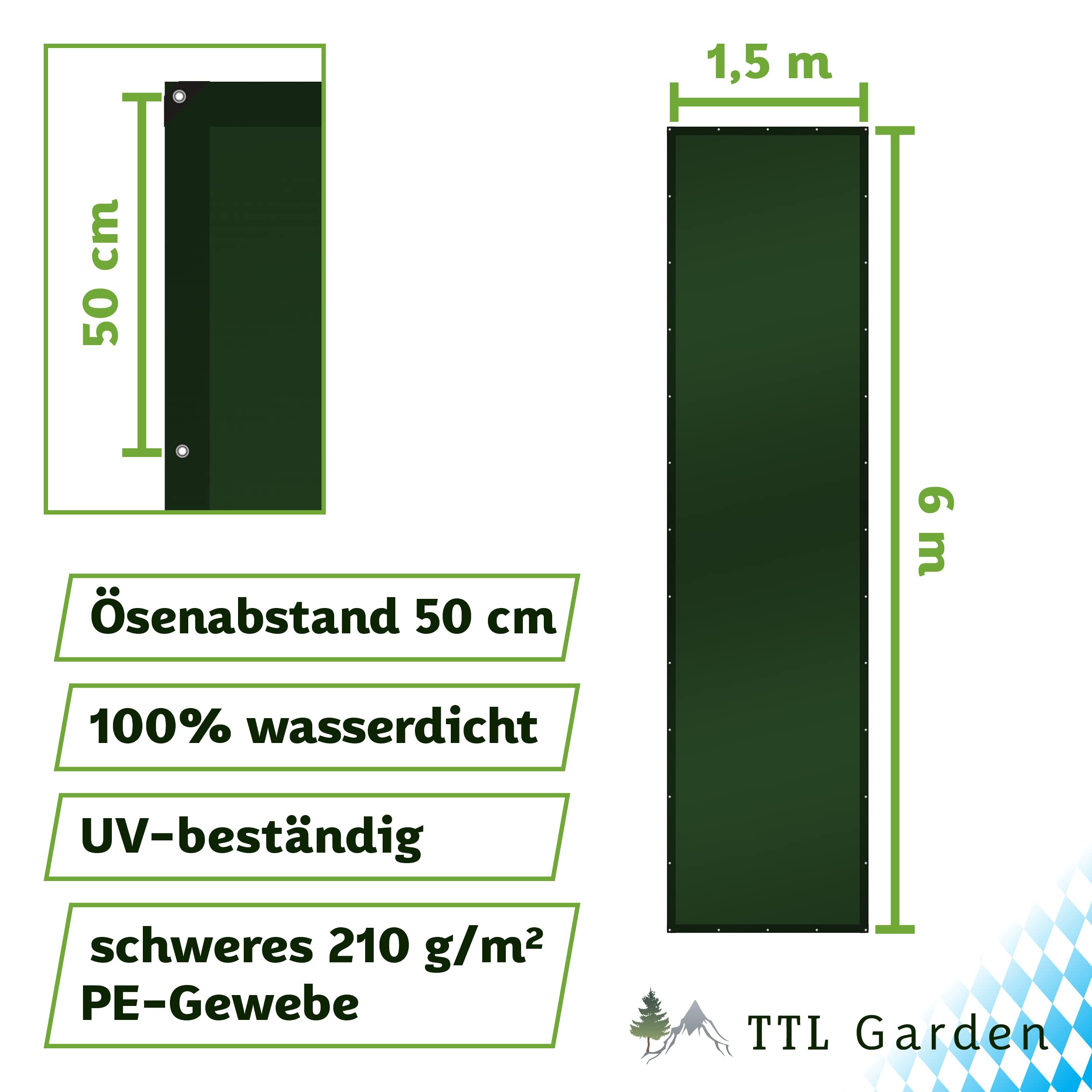 SPRINGOS Gewebeplane 6x8 M – Wasserfest, PE 120g/m², Mit Alu-Ösen, Für Garten, Holz & Bau