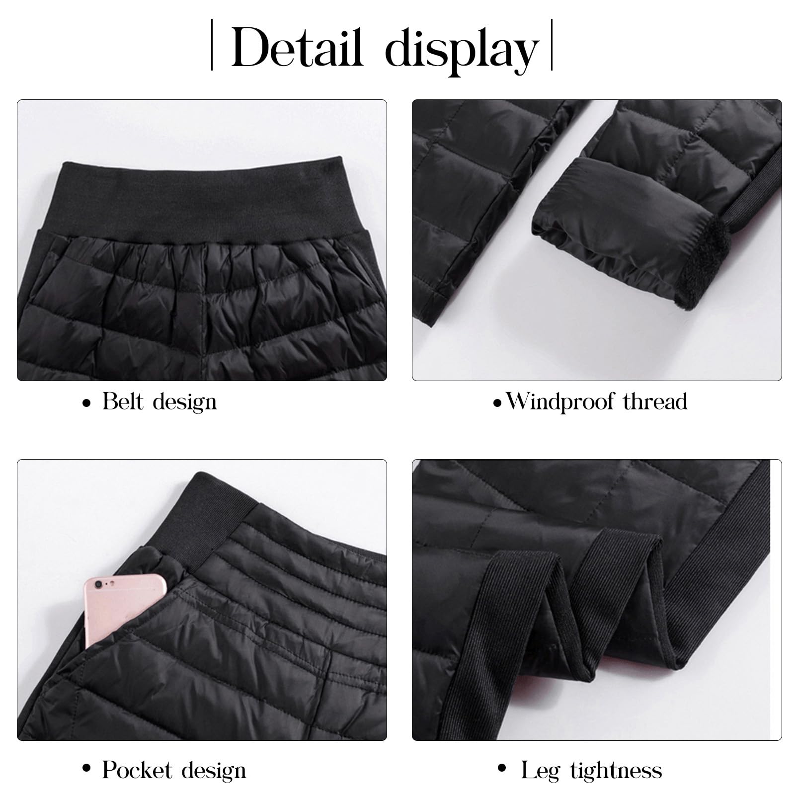 HOTIAN - Pantaloni invernali da donna, con calda imbottitura, antivento, ultraleggeri