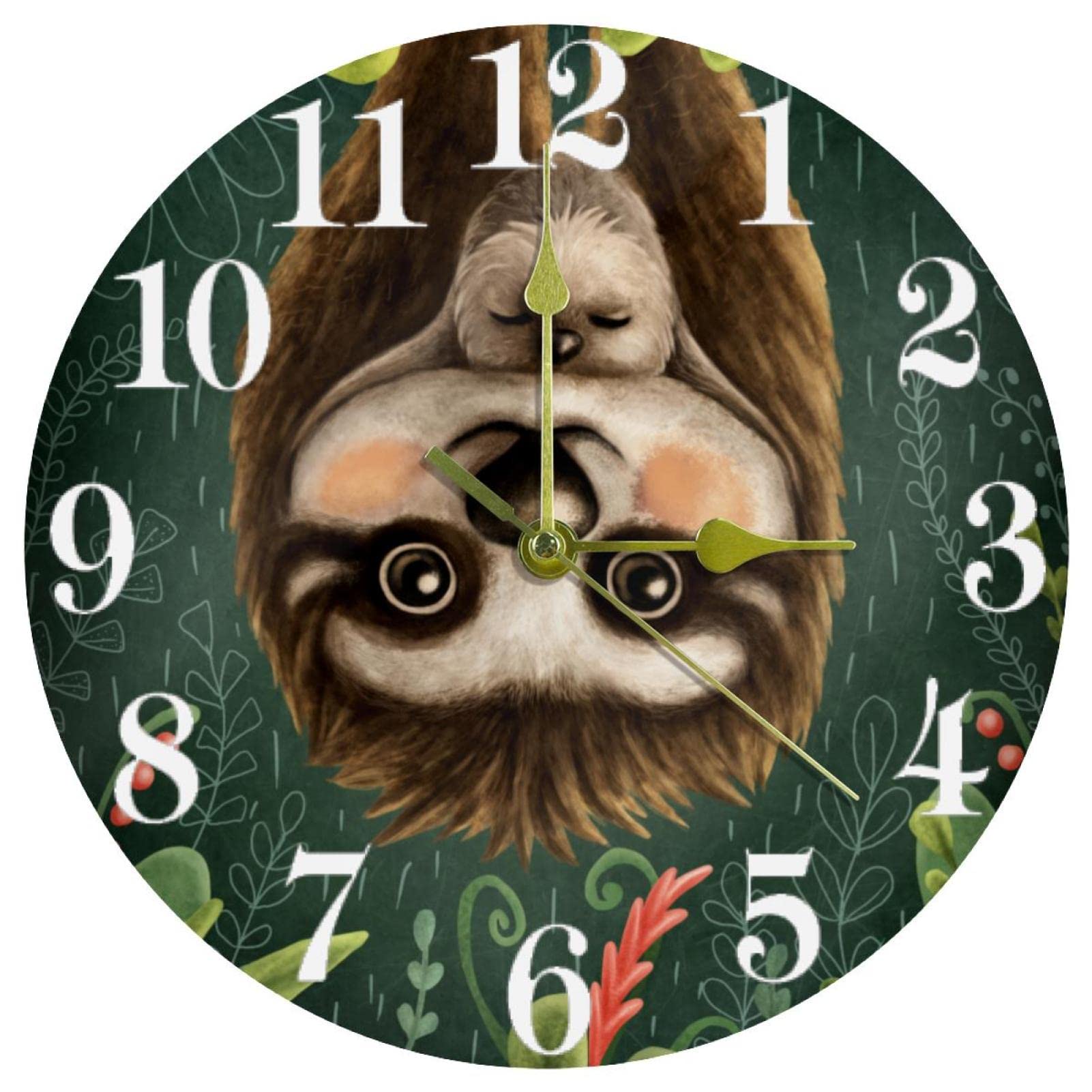 Horloge murale paresseux 25cm silencieuse pour chambre d'enfant