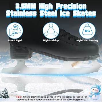Figure Skates for Women and Men Classic Ice Skates Indoor Outdoor Lace-Up Fun Ice Skate Shoes for Kids Adult