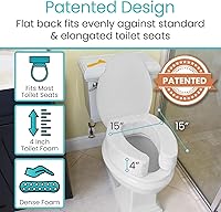 Vista 2 de Vive Elevador de asiento de inodoro para personas mayores - Ajuste universal - Cojín de asiento de inodoro elevado con espuma de alta densidad