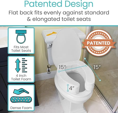 Miniatura 2 de Vive Elevador de asiento de inodoro para personas mayores - Ajuste universal - Cojín de asiento de inodoro elevado con espuma de alta densidad