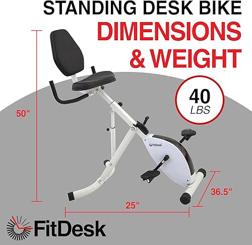 Miniatura 4 de FitDesk Bicicleta de escritorio de pie, altura ajustable con resistencia de 8 niveles y medidor de rendimiento digital fácil de leer, plegable, para
