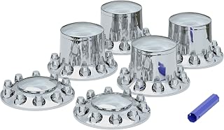Axle Wheel Covers for Semi Truck Chrome ABS Plastic with 2 Front and 4 Rear Complete Axle Wheel Cover Set 33mm Dome Screw-On Lug Nut Covers