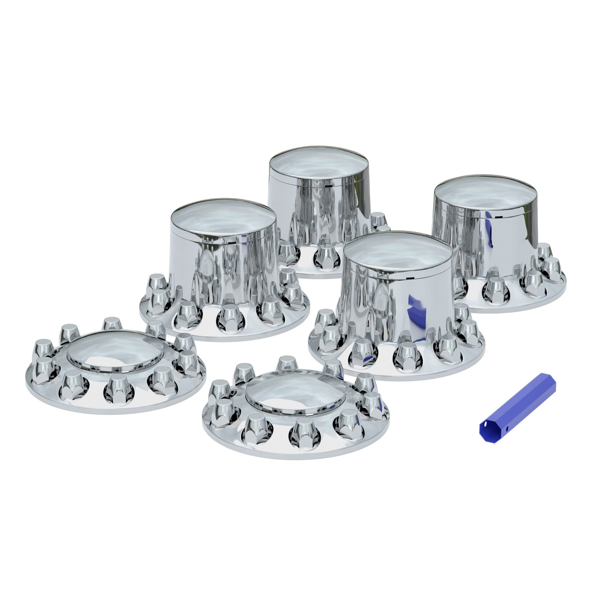 Photo 1 of Axle Wheel Covers for Semi Truck Chrome ABS Plastic with 2 Front and 4 Rear