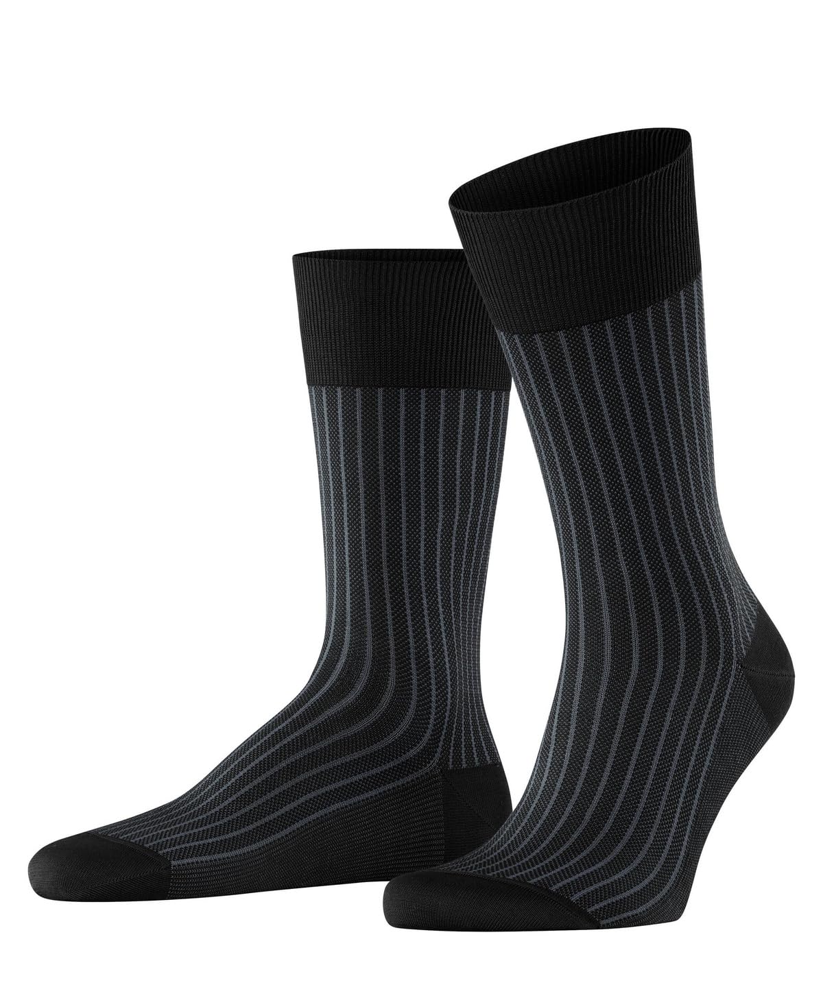 FALKE Men's Oxford Stripe M So Cotton Patterned 1 Pair Socks, Black Black-Mix 3010, 5.5-6.5