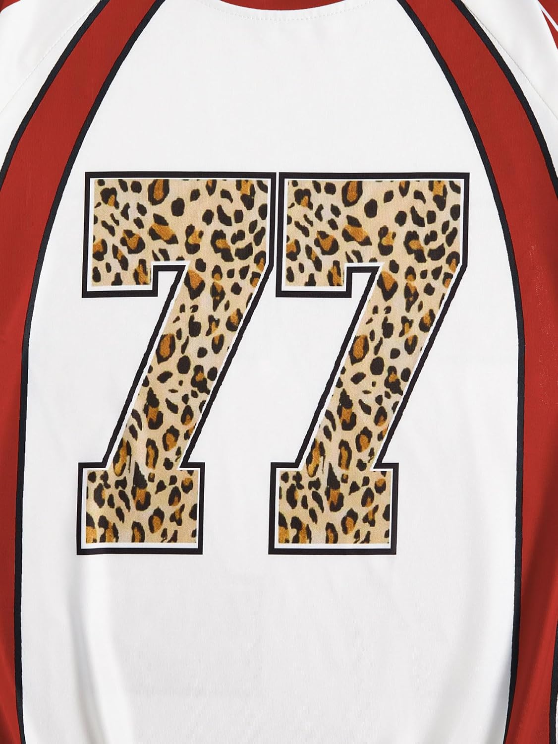 WDIRARA Women's Leopard Number Print Jerseys Oversized Colorblock Drop Shoulder Crew Neck Short Sleeve T-Shirt - Image 6