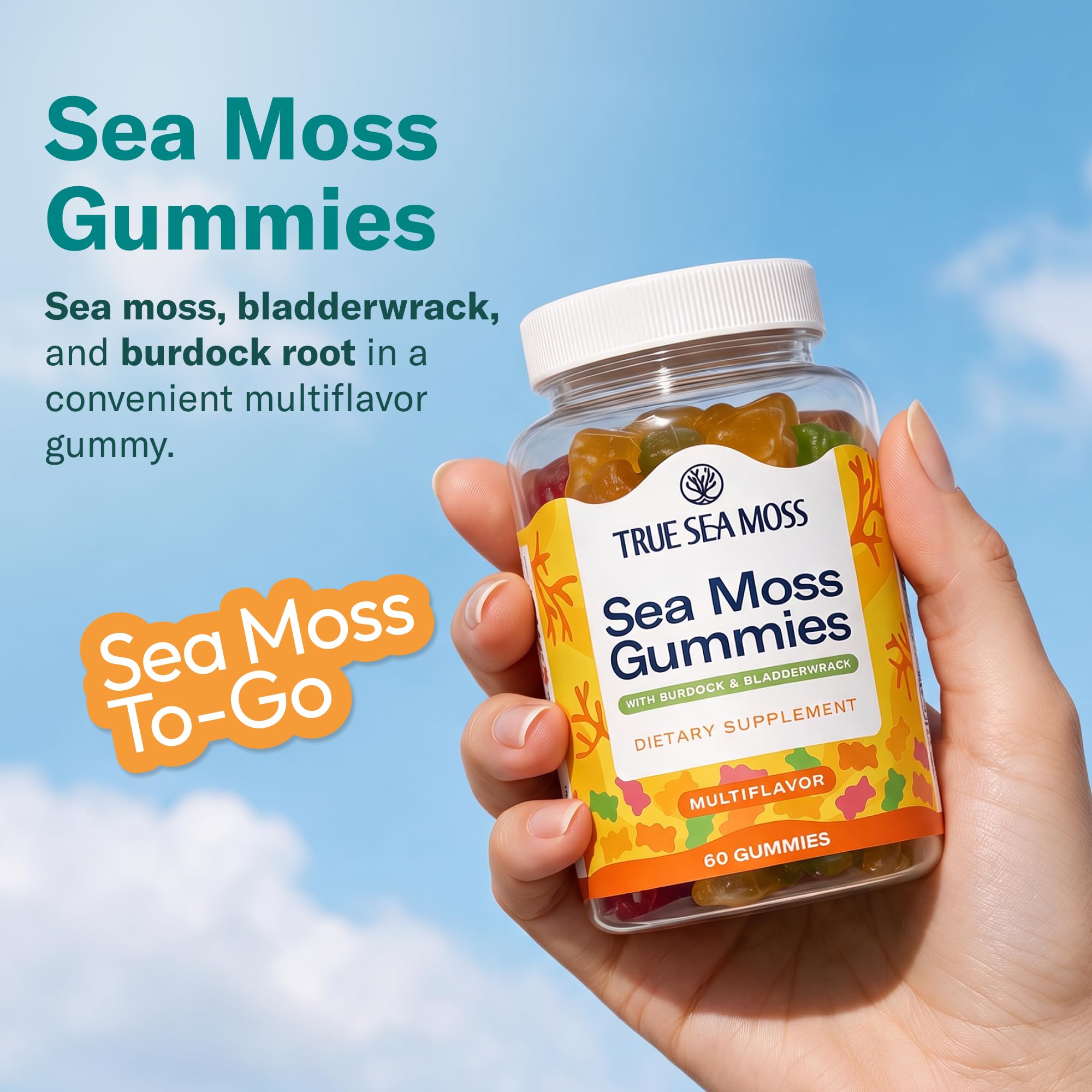 TrueSeaMoss Irish Sea Moss Gummies with Burdock Root & Bladderwrack – Formula for Adults & Kids – 60 Gummies (Packaging May Vary) — Amazon image 2