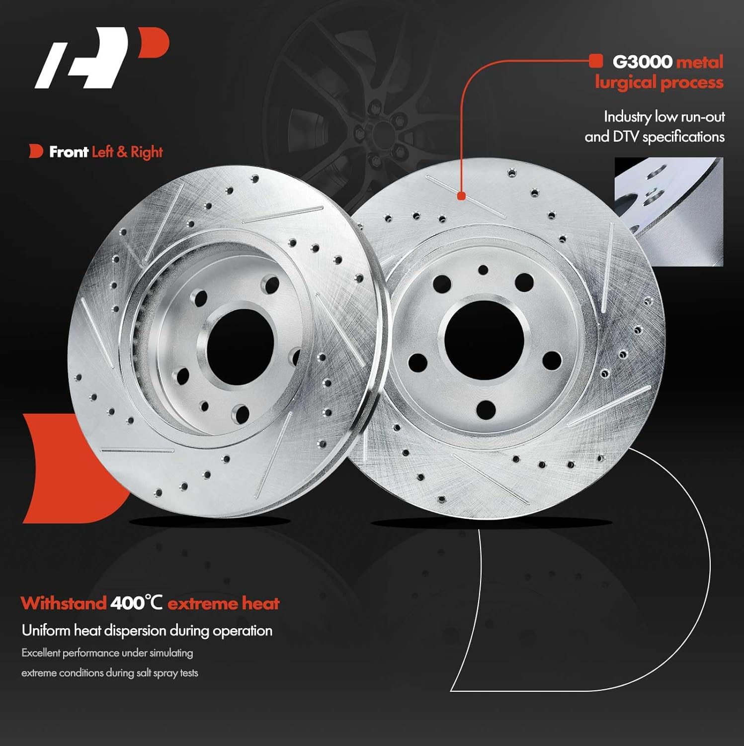 A-Premium 11.65 inch (296mm) Front Drilled and Slotted Disc Brake Rotors Compatible with Select Chevy and Buick Models - Malibu 2013-2016, Malibu Limited 2016, Regal 2011-2017, LaCrosse, 2-PC Set