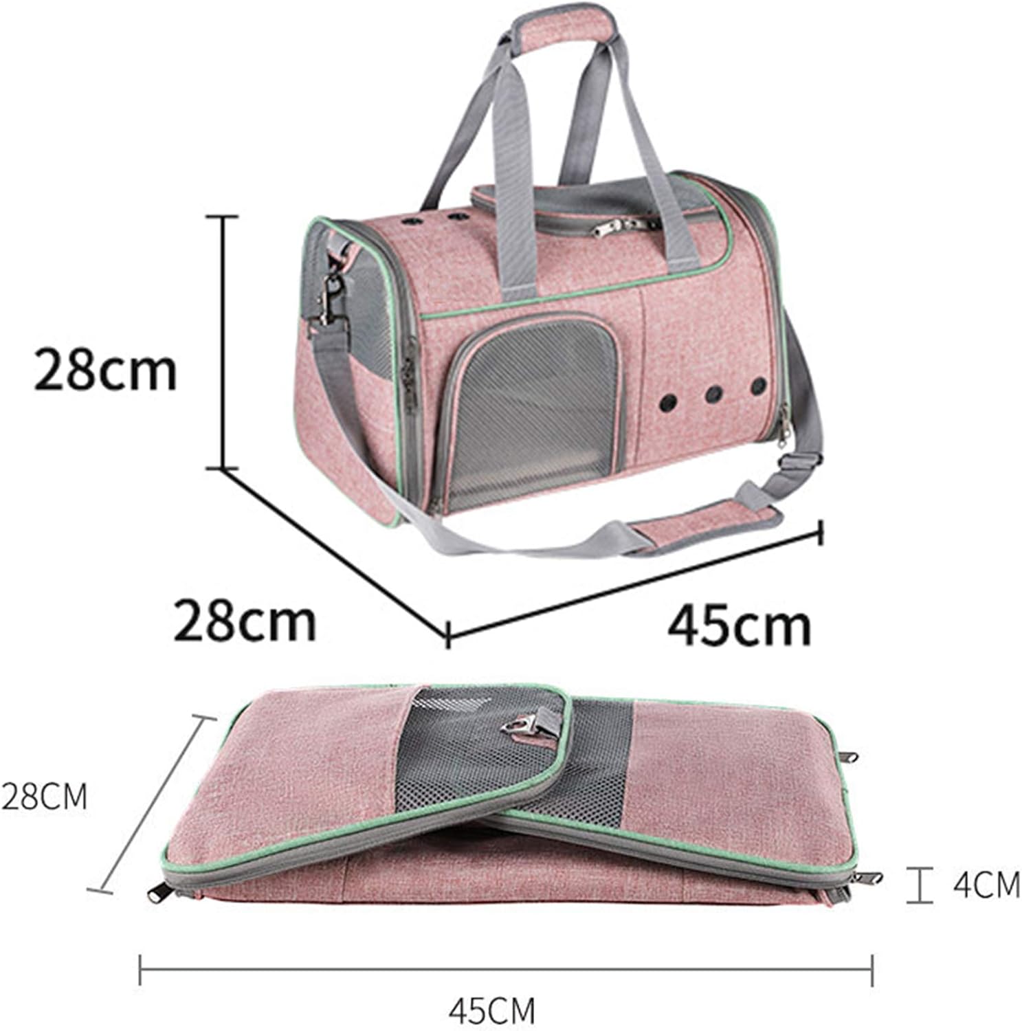 Pet Carrier Cat Carriers, Airline Approved Soft Sided Pet Travel Carrying Handbag Collapsible 17 Lbs Dog Carrier Kennel with Mesh Window for Small Medium Cats Dogs Puppies Kitten