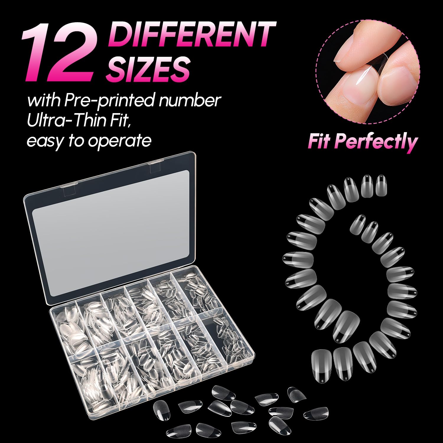AIMEILI Short Oval Acrylic Nail tips Fake Nails - Image 4