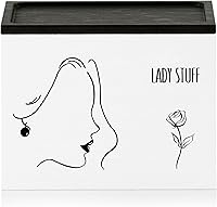 Vista 8 de Discreto soporte para tampones para baño con tapa de bandeja de tocador, organizador de tampones para baño para montaje en pared o encimera