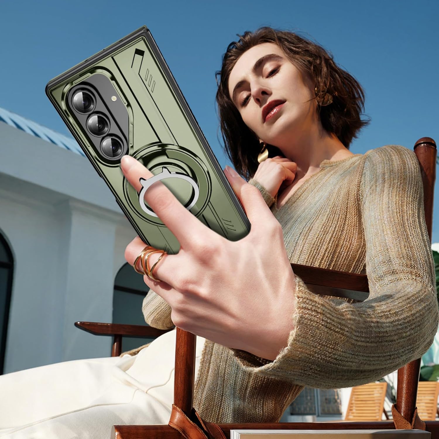 for Samsung Z Fold 7 Case with Kickstand,Heavy Duty Magnetic Shock-Resistant Protective Case Support Wireless Charging Slim Thin Phone Case for Galaxy Z Fold 7 (Green)