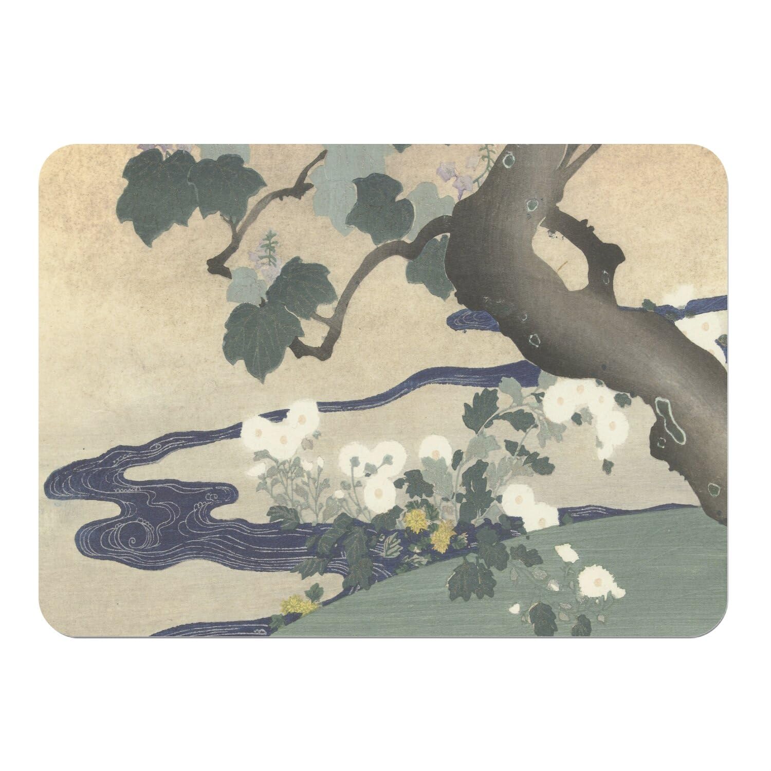 Set de table Hokusai en liège grand format au style estampe japonaise raffiné