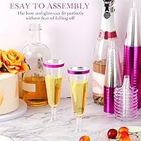 Vista 4 de Gerrii 300 copas de champán de plástico a granel, copas de champán desechables transparentes de 4.5 onzas, vasos de tostado con borde para boda