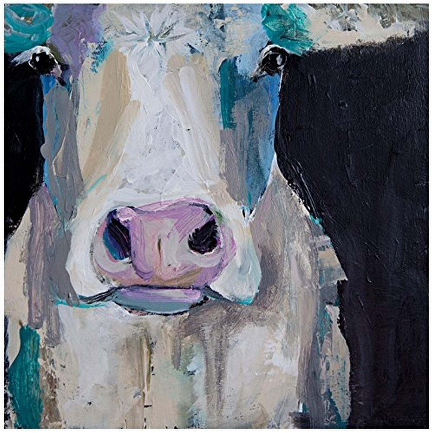 GreenBox - Cow Close Up 14x14 Canvas Wall Art, by Cathy Walters
