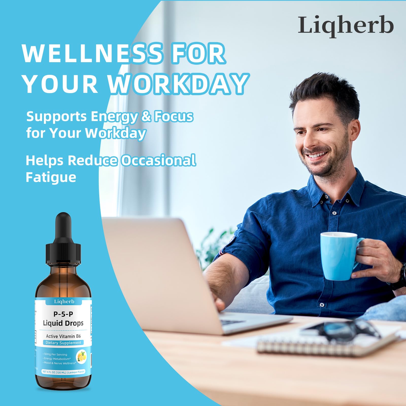 P-5-P Liquid Drops 50mg, P5P Vitamin B6 (Pyridoxal-5-Phosphate), Supports Energy Metabolism, Mood & Nerve Wellness, Fast Absorption Formula, Lemon Flavor, Vegan, 4 Fl Oz — Amazon image 6