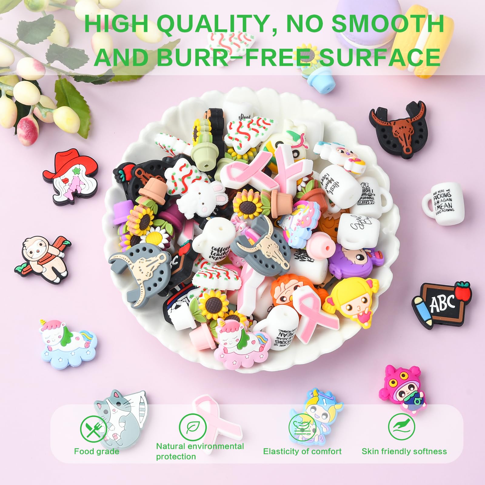 12 Perline In Silicone 3D A Forma Di Croce Per Gioielli Fai Da Te - Multicolori, Per Portachiavi, Bracciali, Collane, Penne