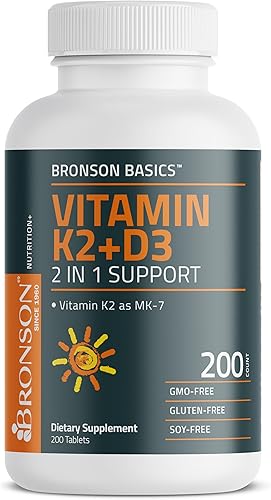 Vista 16 de Bronson Suplemento de vitamina K2 D3 (MK7) Fórmula sin OMG Vitamina D3 5000IU (125 mcg) y 90 mcg K2 MK-7, complejo D y K fácil de tragar, 120