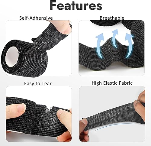 Miniatura 4 de Yugui 200 bolsas para bolígrafos para máquina de tatuaje y 4 envolturas de cinta de agarre, fundas de plástico azul con vendajes autoadhesivos