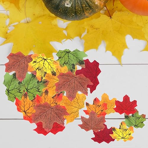 Miniatura 6 de Ewanda store 500 hojas de arce artificiales de otoño, hojas de arce artificiales a granel para manualidades, bodas, festivales, decoraciones de