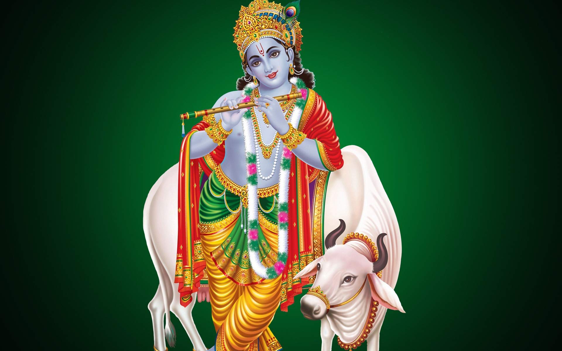 Buy Yellow Alley Hindu Religious Sticker Poster|Shri Krishna With Cow ...