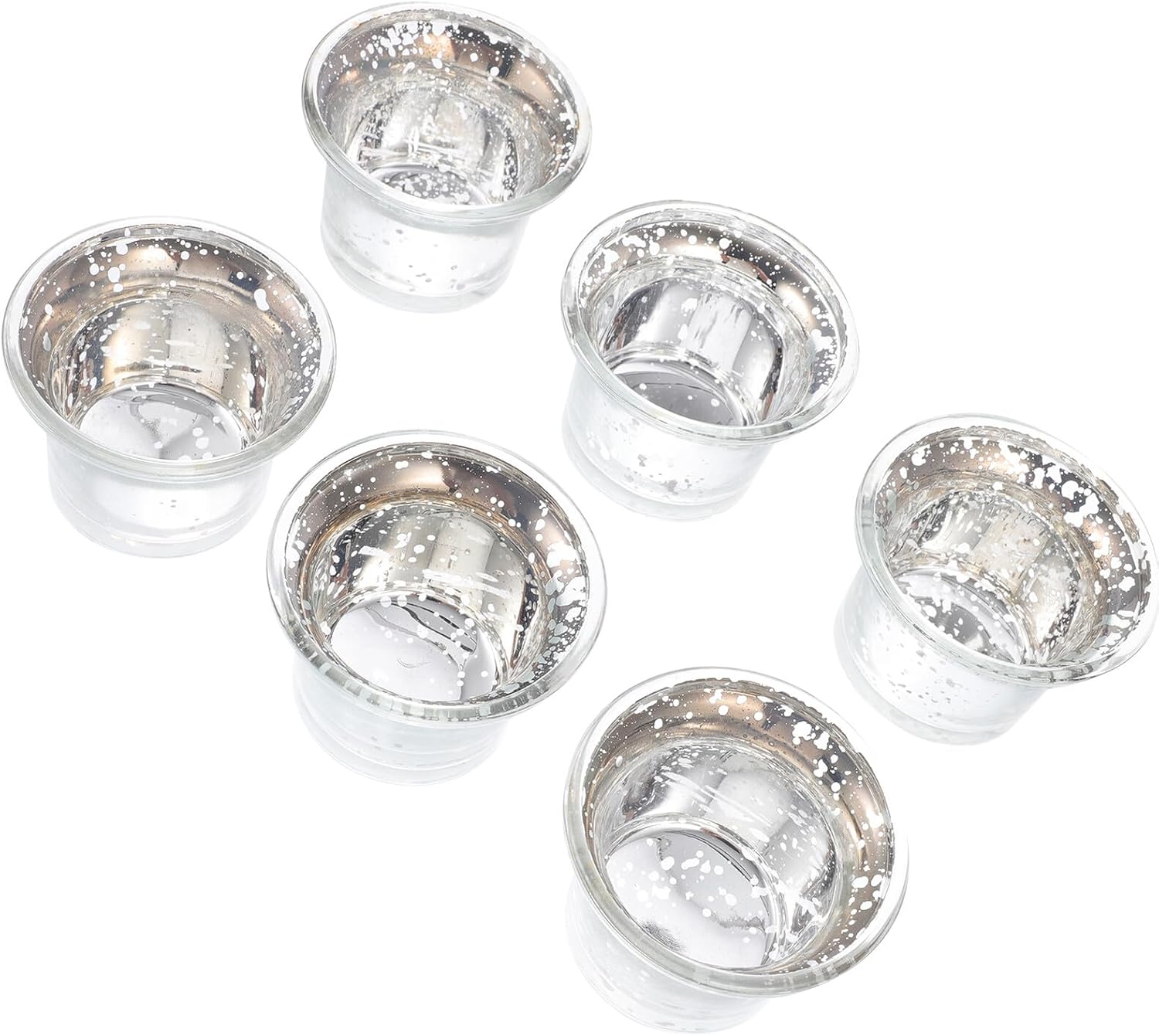 6pcs Silver Glass Candle Cup Set Creative Decorative Candleholders for Tabletop Home and Festival Décor
