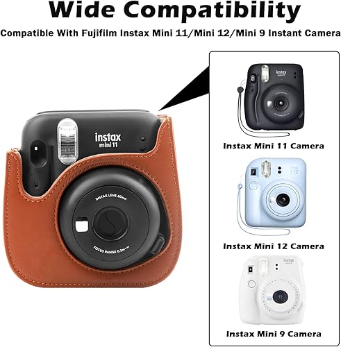 Miniatura 2 de Funda protectora para cámara para cámaras instantáneas Fujifilm Instax Mini 11, 12, 9, con álbum Instax Mini. Bolsa funda de cuero PU con correa