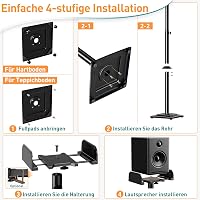 ELIVED Univerzális Hangfal Állvány Magasságállítható Kábelvezető Rendszerrel 5kg 6