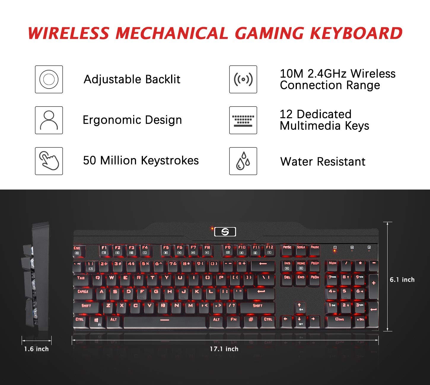 Mechanical Keyboard UtechSmart LED Backlit Mechanical Gaming Keyboard