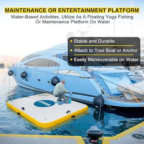 Miniatura 3 de Muelle flotante – Muelle inflable de 8 x 5 pies plataforma flotante para lagos de 6 pulgadas de grosor, tapetes flotantes inflables de agua para
