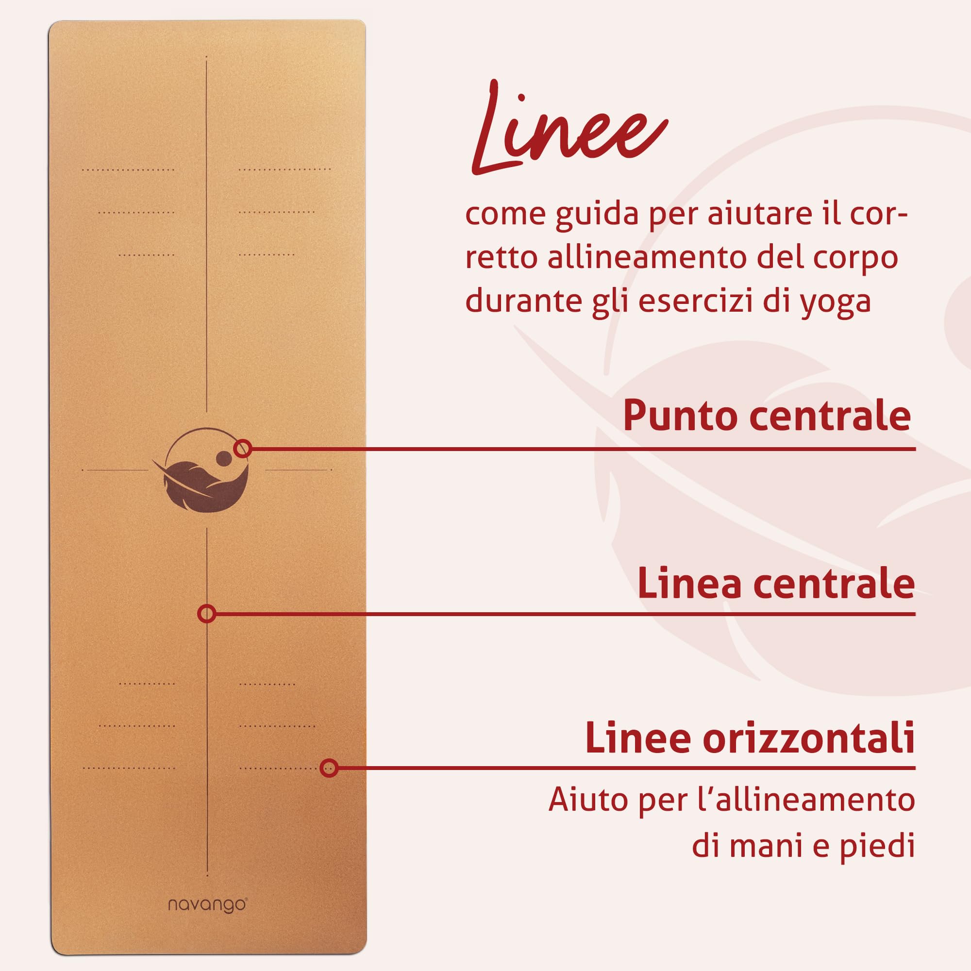 Tappetino Yoga Sughero | 183x61x0,4cm | Tappetino Yoga Antiscivolo | in Gomma Naturale | Tappeto Pilates | Cinghia Yoga inclusa | Realizzato con Materiali Sostenibili | Set Pilates