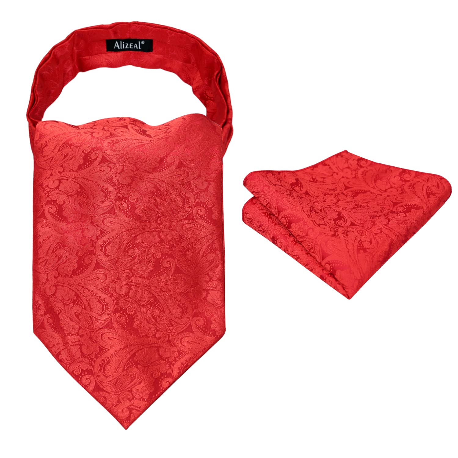 Alizeal Mens Self-tied Cravat Tie Ascot and Pocket Square Set