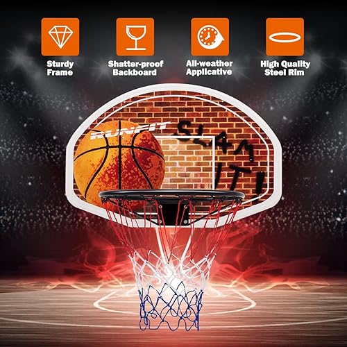 Miniatura 2 de Giantex Aro de baloncesto para puerta, tablero de baloncesto colgante de 29 x 20 pulgadas con red, aro de baloncesto para interiores y exteriores,